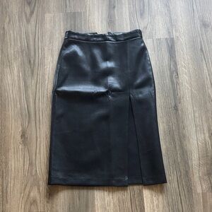Aritzia Black Leather Pencil Skirt